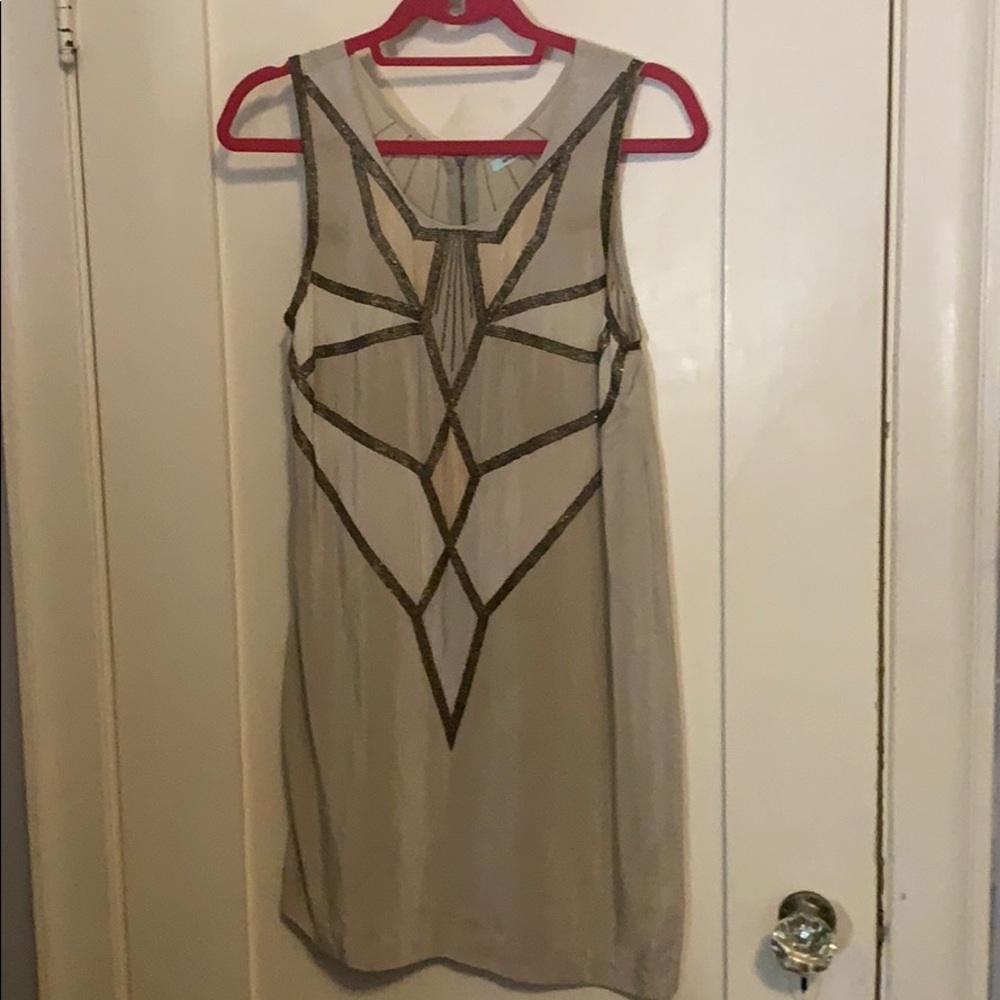 Beaded 100% Silk Shift Dress